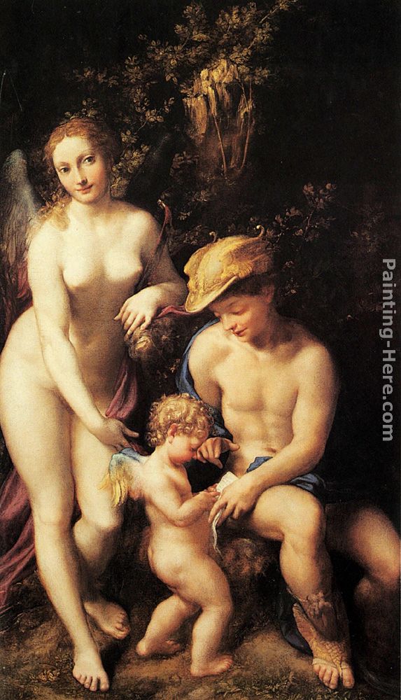 Venus with Mercury and Cupid painting - Correggio Venus with Mercury and Cupid art painting